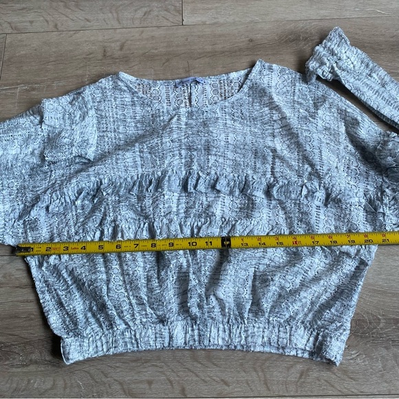 Zara long sleeve crop top silver grey ruffle large as seen on Brec Bessinger - Picture 12 of 14
